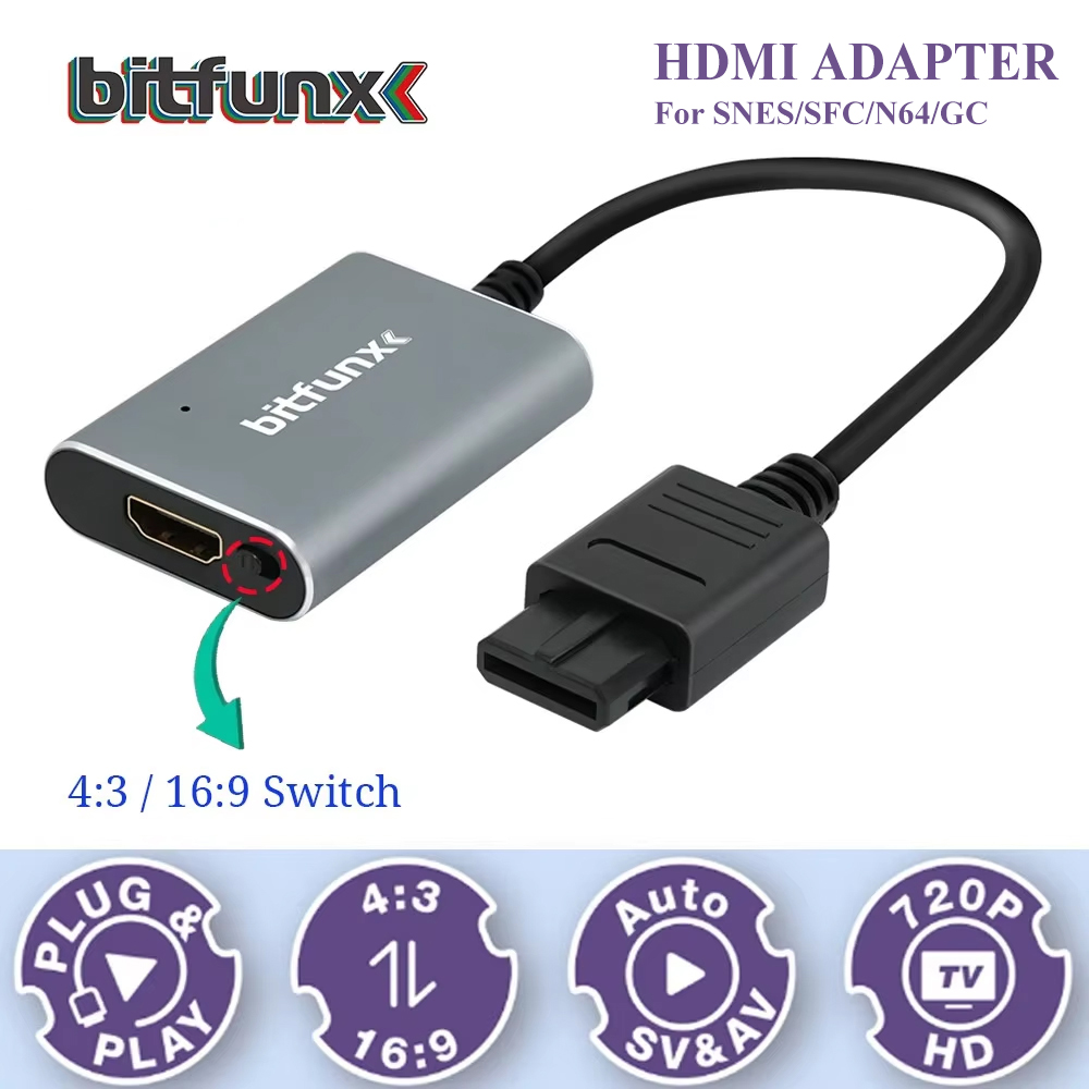 Retro Gaming Upscaler - Bitfunx 720P Adattatore Svideo/AV a HDMI,