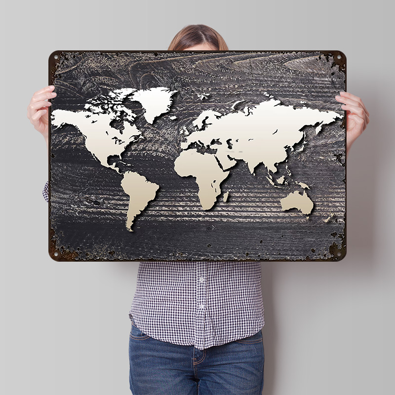 World Of Retro Gaming - Poster in Metallo Mappa del Mondo