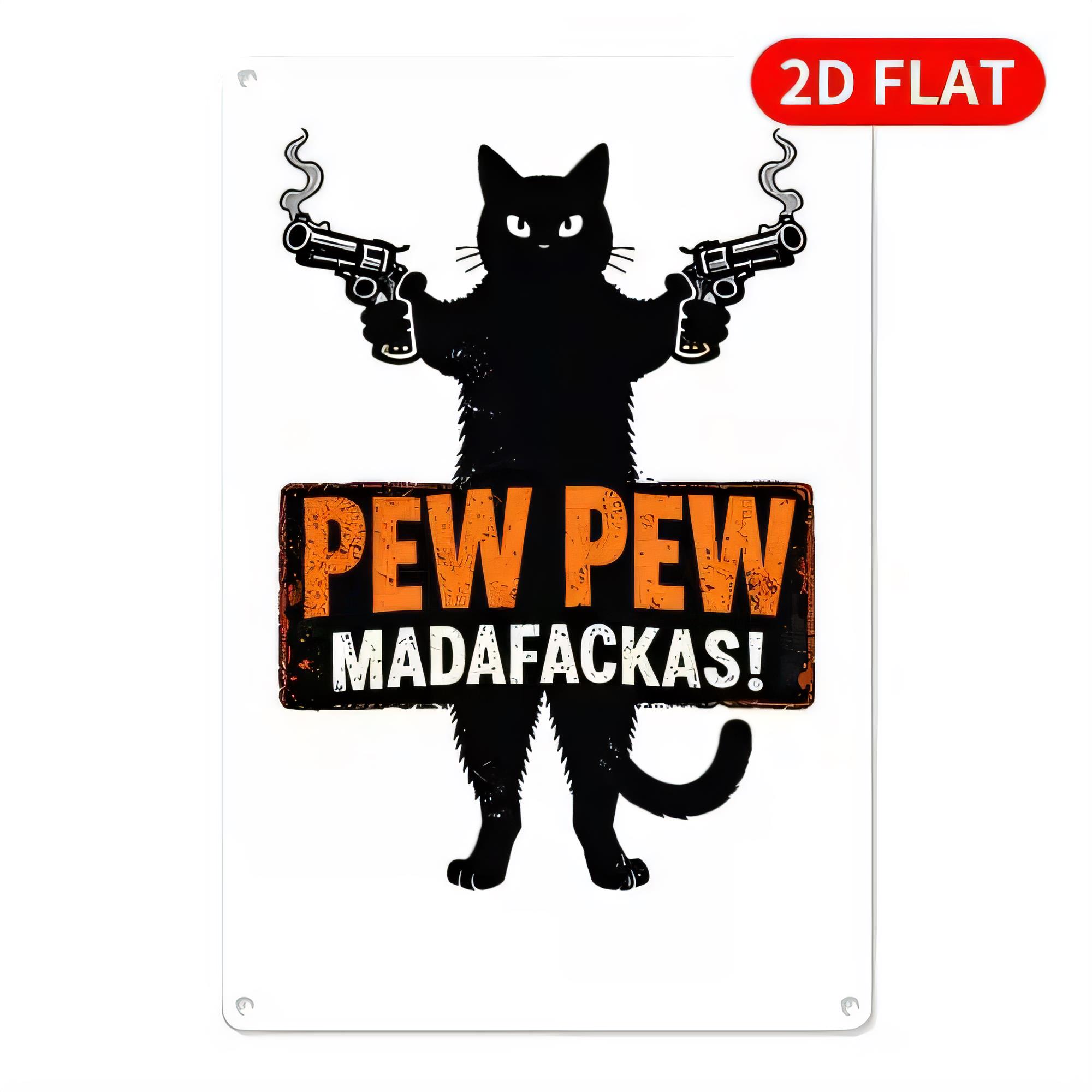 Retro Gaming Bar - Targa in Metallo Pew Pew Madafakkas,
