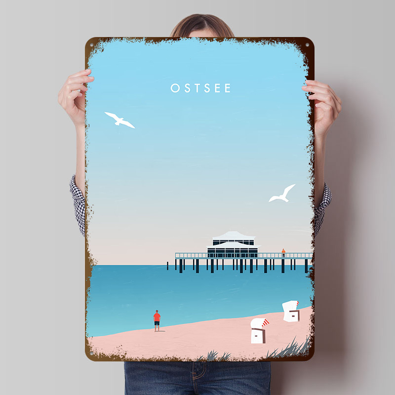Retro Gaming Bar - Poster del Mar Baltico, Targhe in